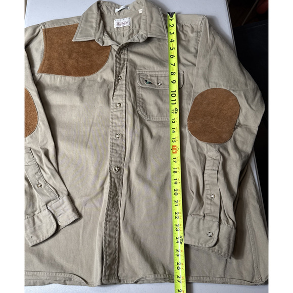 Vintage Shooting Shirt Men's Size L Leather Shoulder Elbow Norman Shirtmakers - Picture 4 of 12